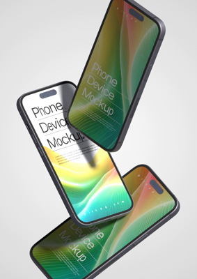 Static Floating iPhone 3D Mockups 3D Template