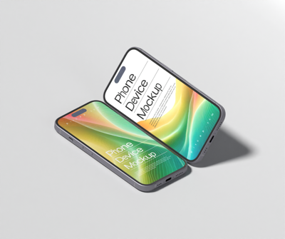 Static Isometric iPhone 3D Mockup With Minimalist Background 3D Template
