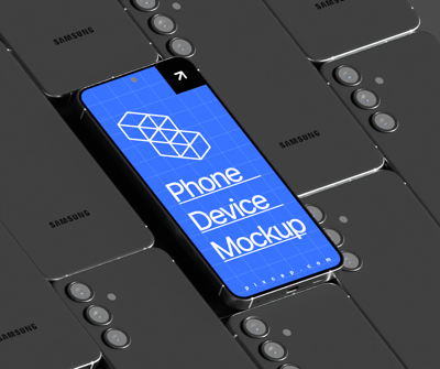 Static Isometric Samsung Galaxy Phones 3D Mockup 3D Template