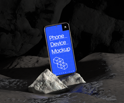 Static Samsung Galaxy 3D Mockup In Desert And Rock Background 3D Template