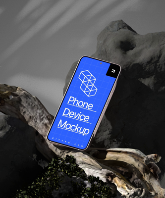 Static Samsung Galaxy Phone 3D Mockup In Nature Environment 3D Template