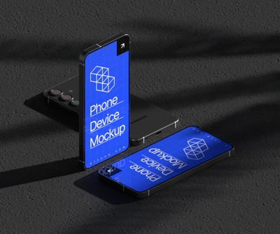 Static Isometric Samsung Galaxy Phones 3D Mockup 3D Template