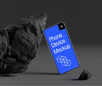 Static Samsung Galaxy Phone 3D Mockup With Stones  3D Template