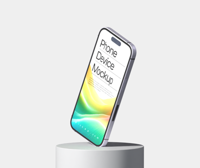 Animated iPhone 3D Mockup Over Simple Podium 3D Template