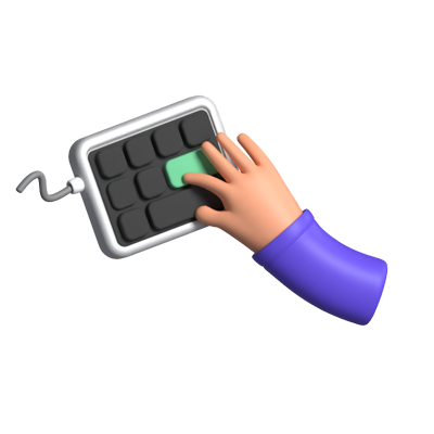 Hand Pressing Keyboard Animated 3D Icon 3D Graphic