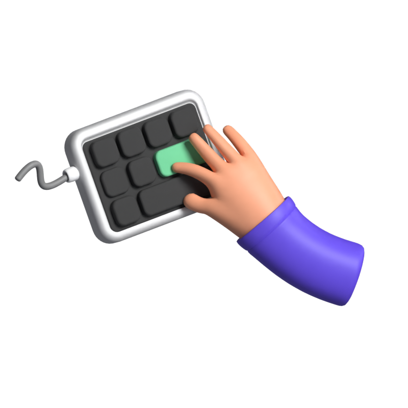 Hand Pressing Keyboard Animated 3D Icon 3D Graphic