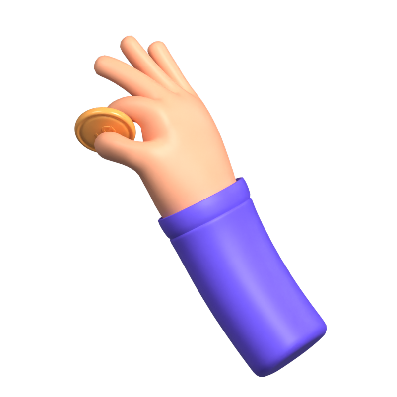 Mano recogiendo monedas Icono 3D animado 3D Graphic