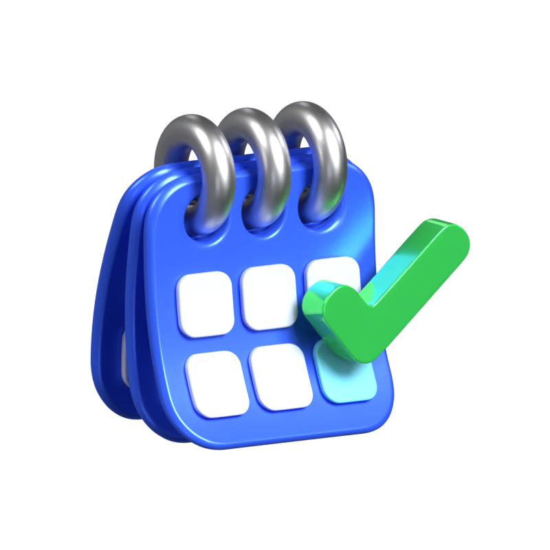 Calendar Marked Animated 3D Icon 3D Graphic