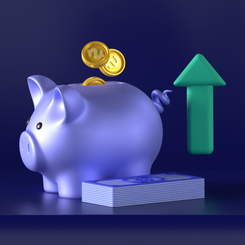 Saving Money In A Piggy Bank 3D Animated Illustration 3D Illustration