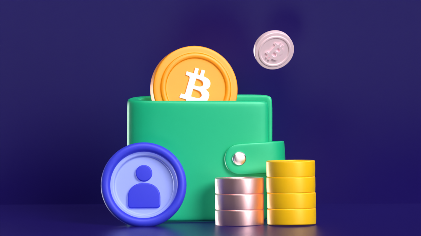 Crypto Wallet 3D Animated Illustration With Wallet Crypto Coins And Profile Icon 3D Illustration