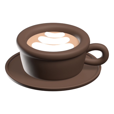 A Cup Of Latte Art 3D Icon 3D Graphic