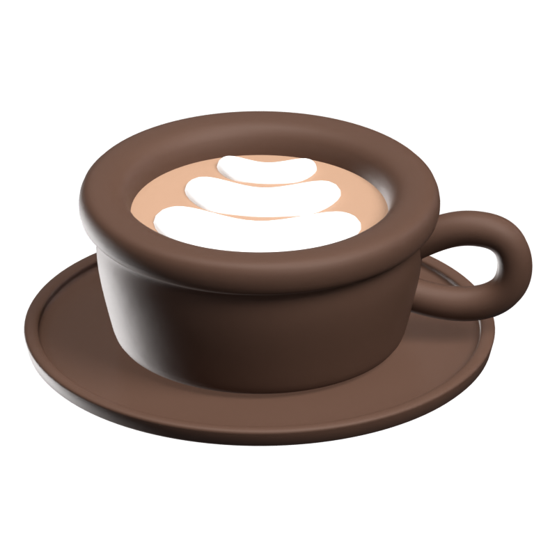 A Cup Of Latte Art 3D Icon 3D Graphic