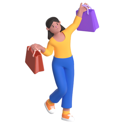 Holding Shopping Bags 3D Graphic