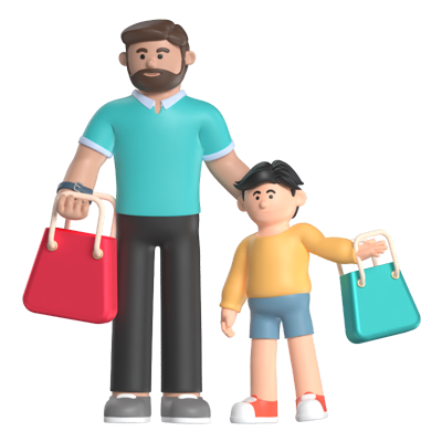 compras para a família 3D Graphic