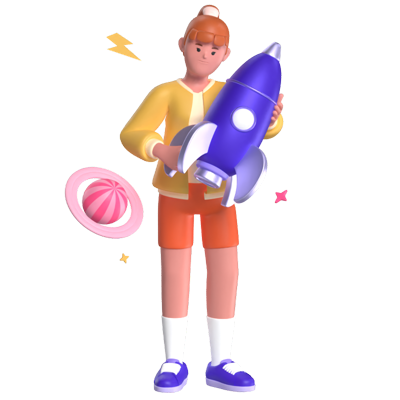 Holding a Rocket 3D Graphic