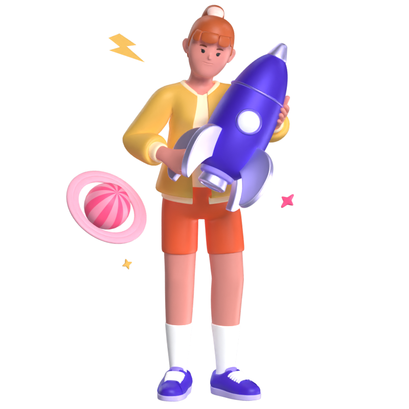 Holding a Rocket 3D Illustration