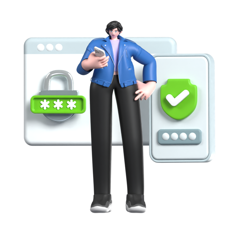3D Illustration Of Two-Factor Authentication Is Now Enabled For User Account 3D Illustration