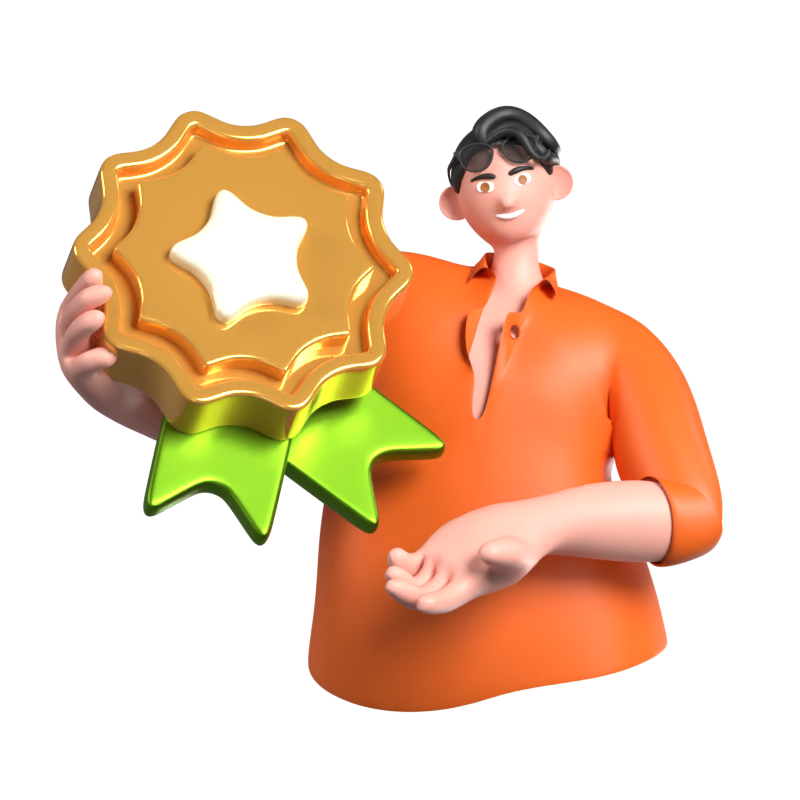 A Man Who Has Succeded In Reaching Gold Member On His Account 3D Illustration 3D Illustration