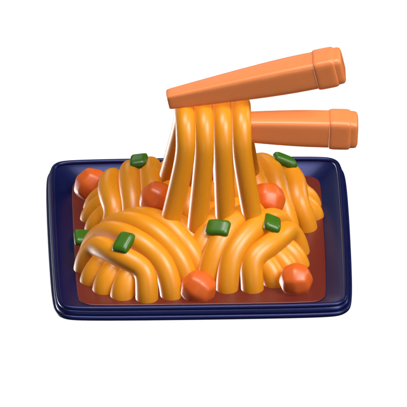 3D Fideos en un plato con palillos chinos 3D Graphic