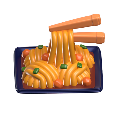 3D Noodles On A Plate With Chopsticks 3D Graphic