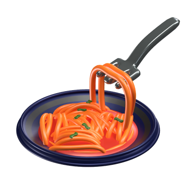 Pasta On A Plate With A Fork 3D Model 3D Graphic