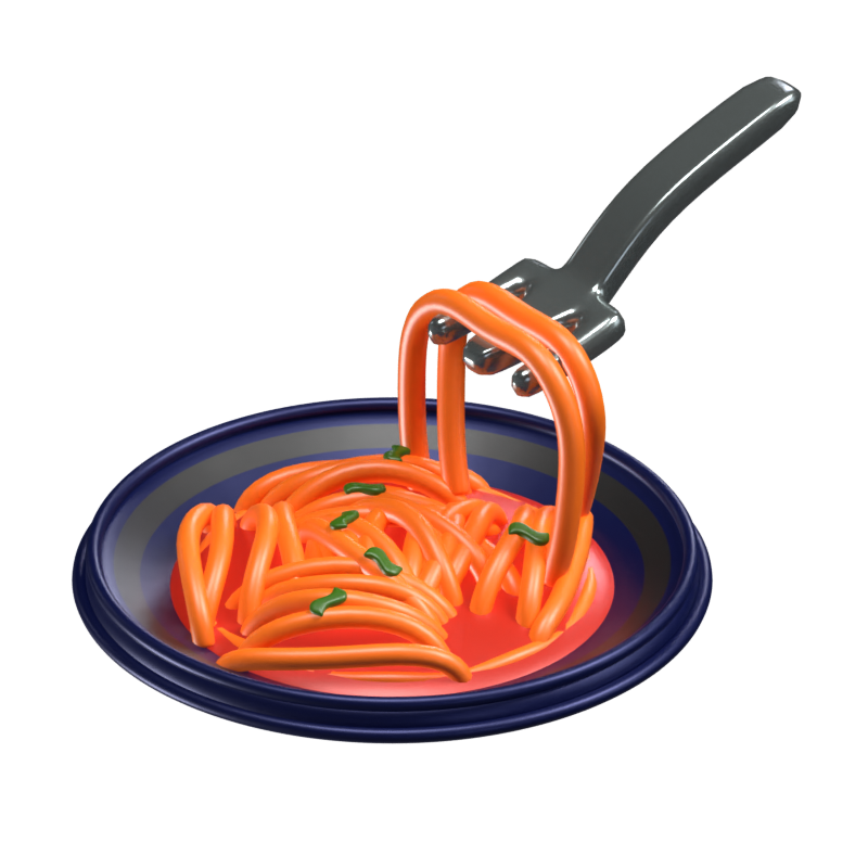 Pasta On A Plate With A Fork 3D Model 3D Graphic