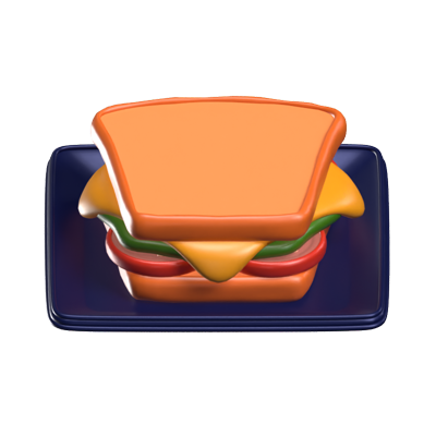 Sandwich On A Plate 3D Icon Model 3D Graphic