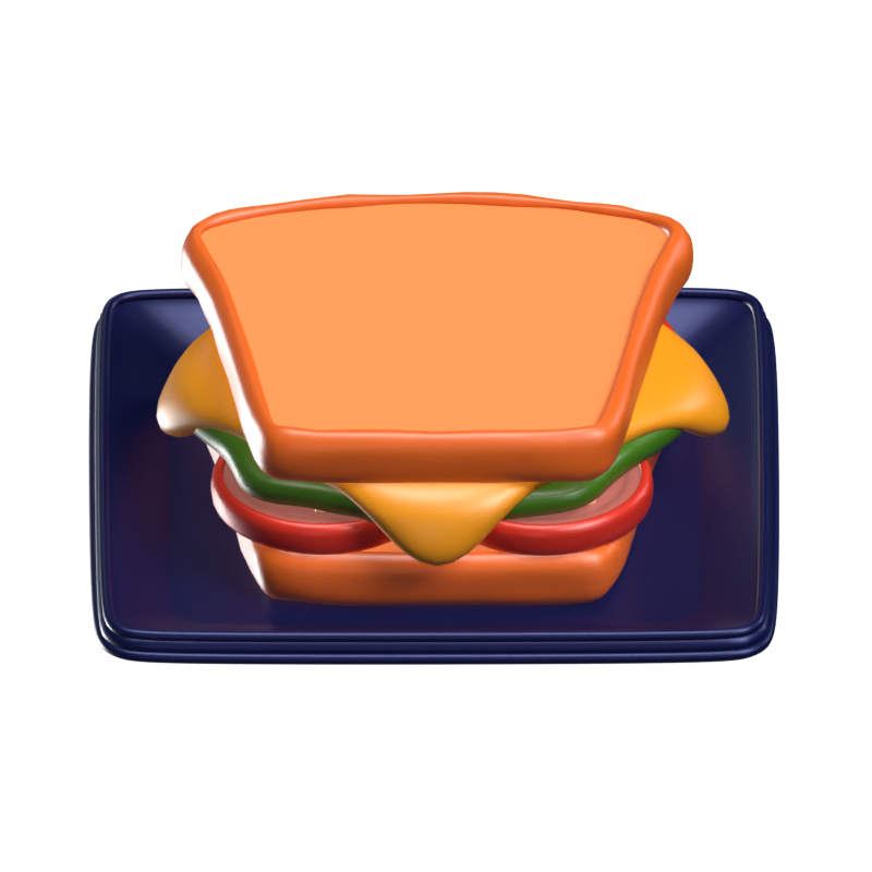 Sandwich auf einem Teller 3D-Symbol Modell