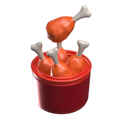 3D Fried Chicken Bucket 3D Graphic