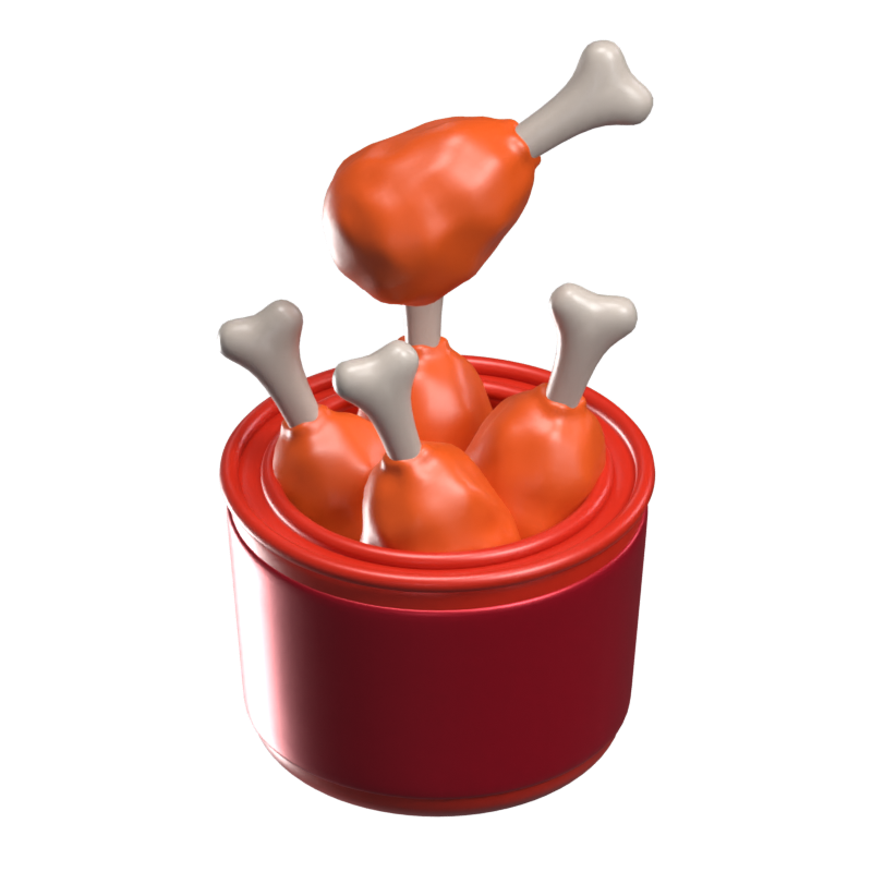 3D Fried Chicken Bucket 3D Graphic