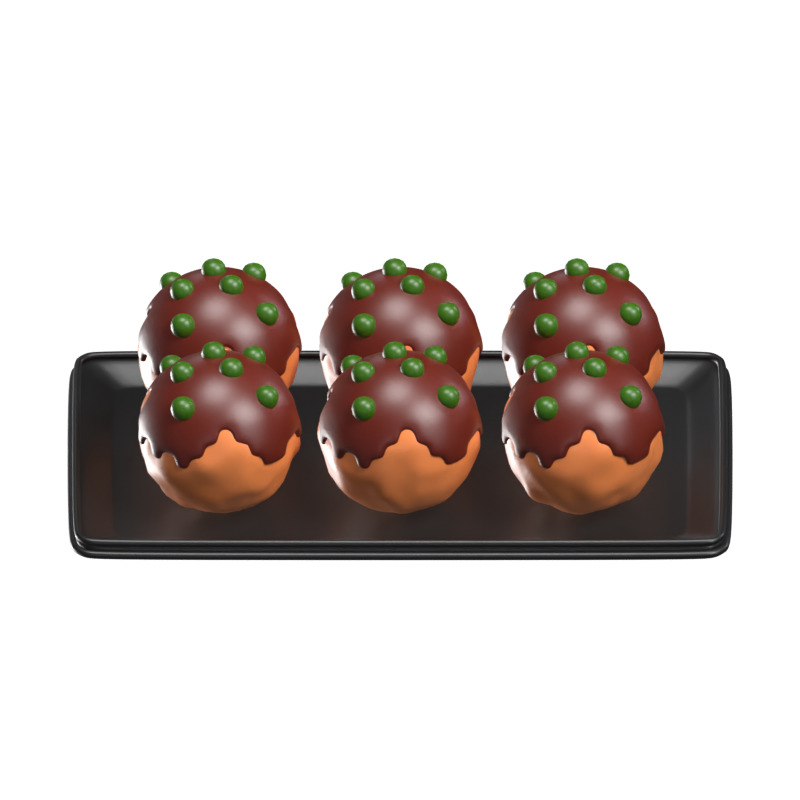 Seis Piezas De Takoyaki Modelo Icono 3D