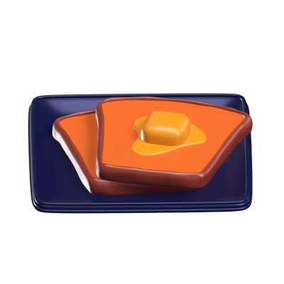 Toasted Bread 3D Food Icon 3D Graphic