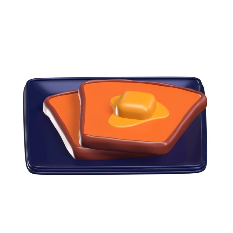 Toasted Bread 3D Food Icon