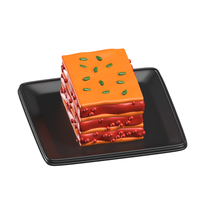 Lasagna 3D Icon Model On A Plate 3D Graphic