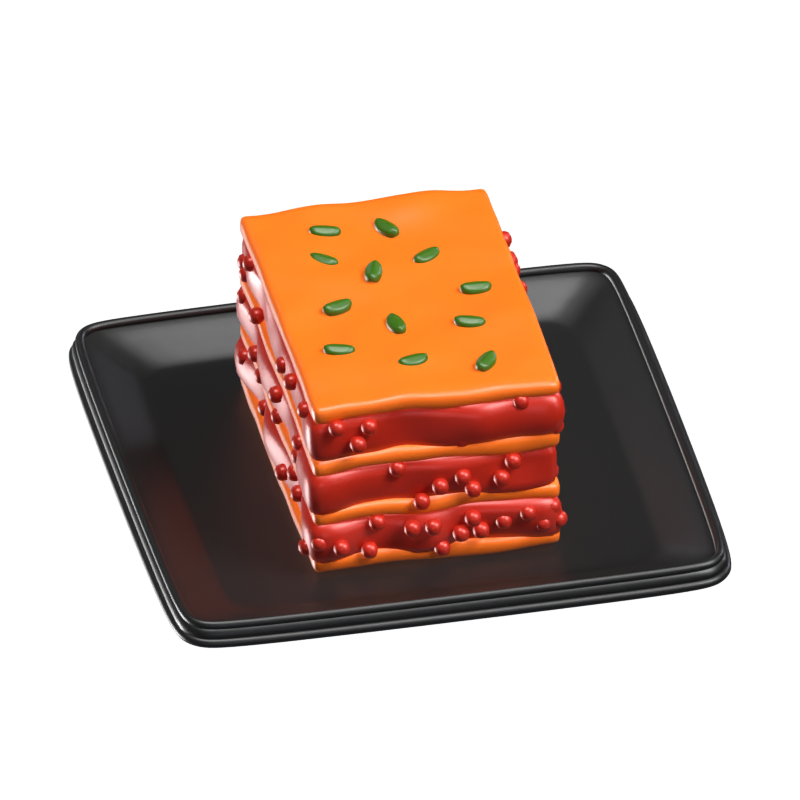 Lasagna 3D Icon Model On A Plate 3D Graphic