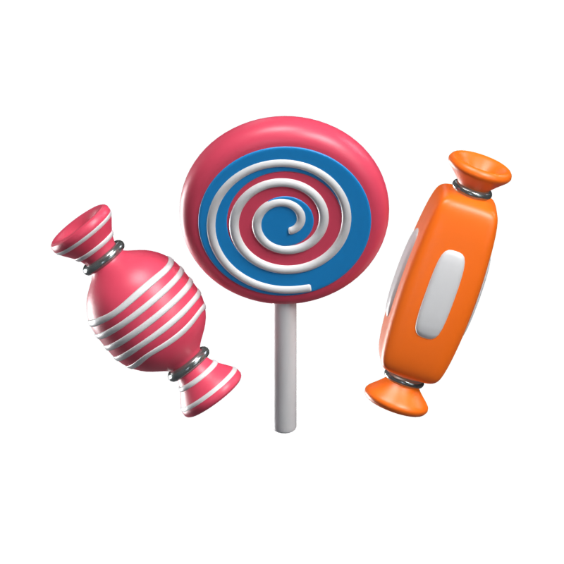 3D Three Sweet Candies Model