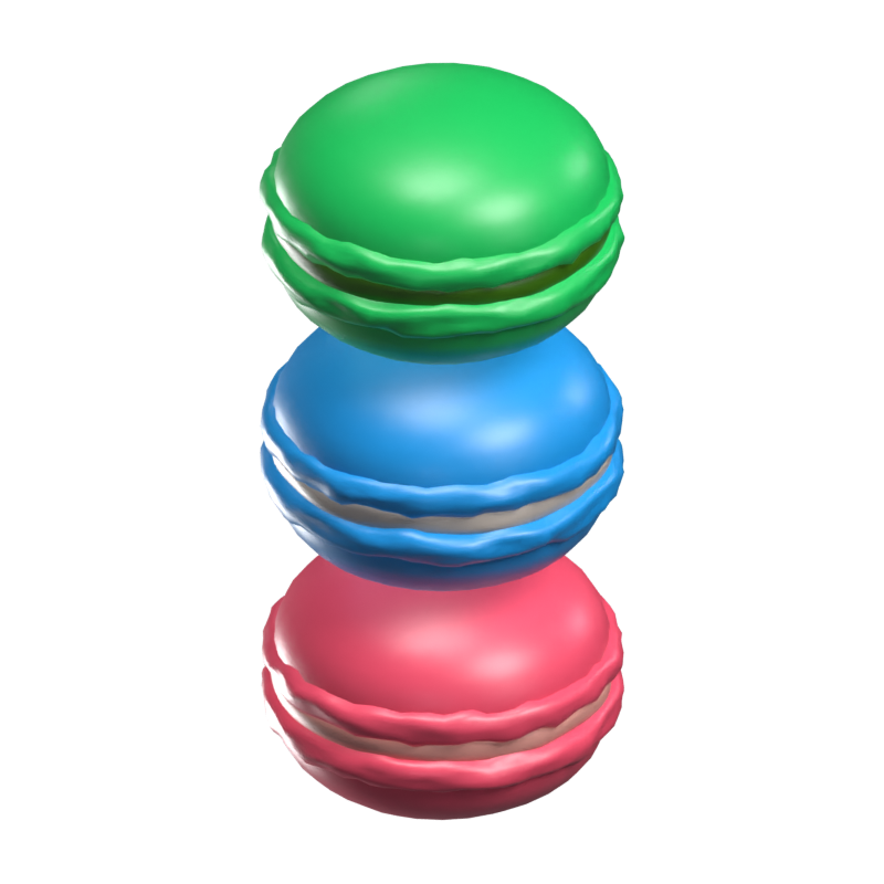 3D Three Stacked Macarons 3D Graphic