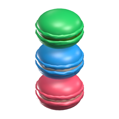 3D Three Stacked Macarons 3D Graphic
