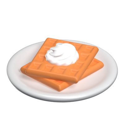 Waffle On A Plate 3D Icon Model 3D Graphic