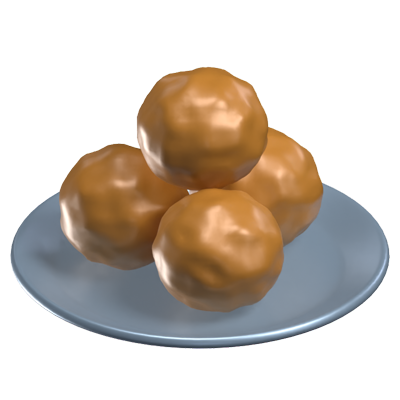 Bitterballen On A Plate 3D Icon Model 3D Graphic