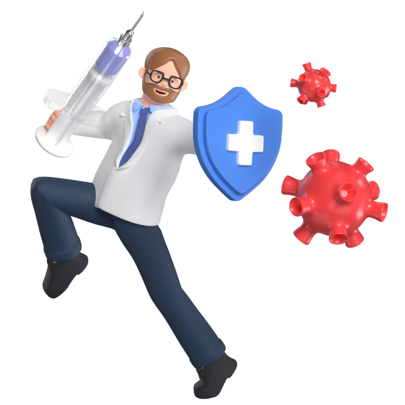Doctor Fight Virus 3D Illustration
