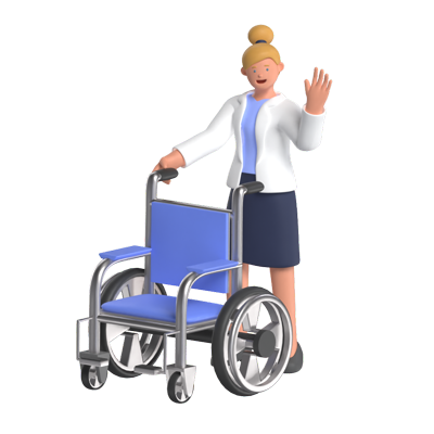 Doctor Pushing A Wheelchair 3D Graphic