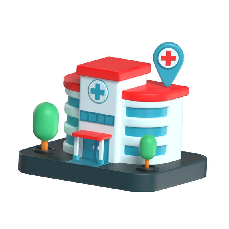 Hospital Location 3D Illustration