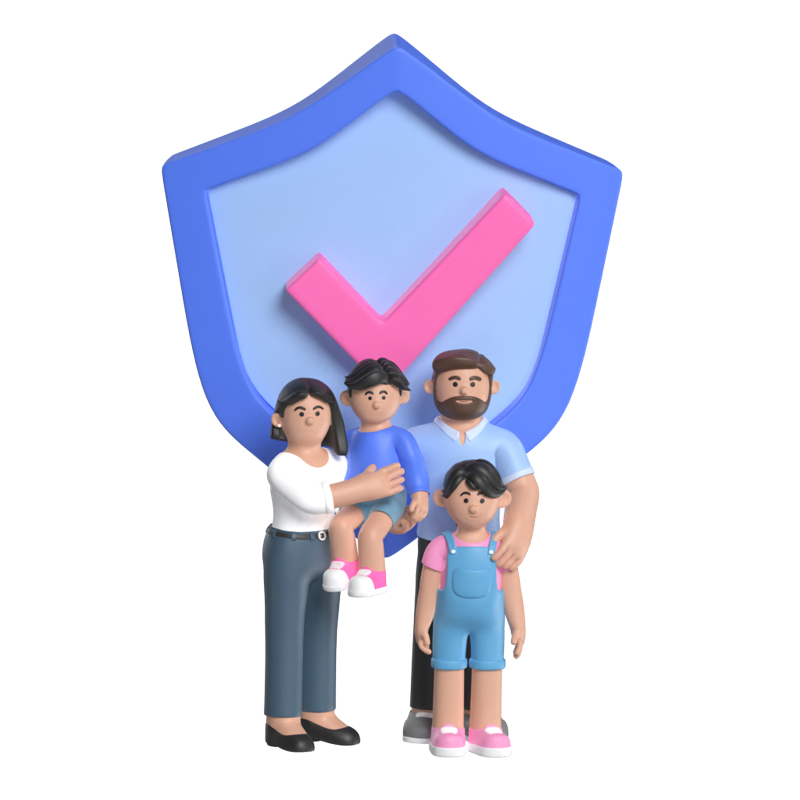Family Insurance 3D Illustration