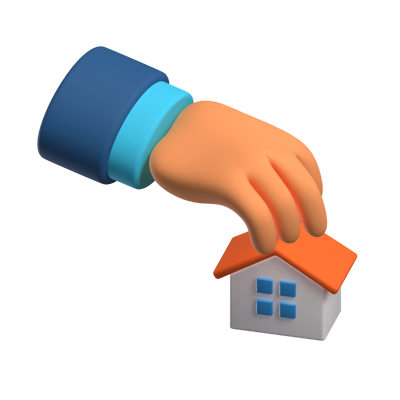 Home Investment Illustrated With Hand Holding A House 3D Icon For Real Estate 3D Graphic