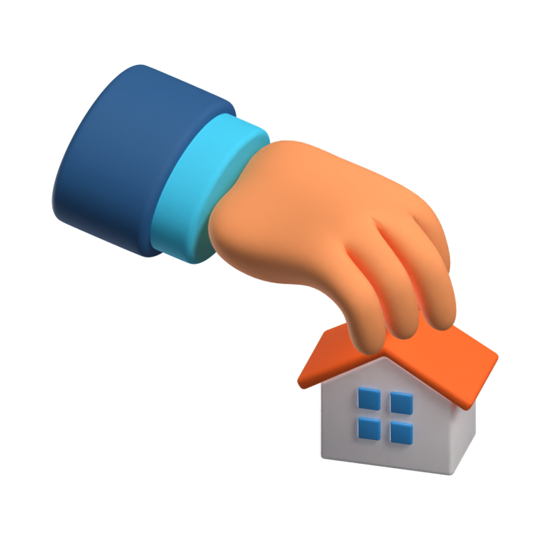 Home Investment Illustrated With Hand Holding A House 3D Icon For Real Estate 3D Graphic