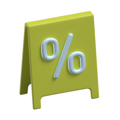 Discount Board 3D Icon For Real Estate 3D Graphic