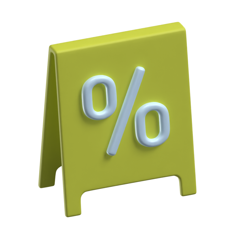 Discount Board 3D Icon For Real Estate 3D Graphic