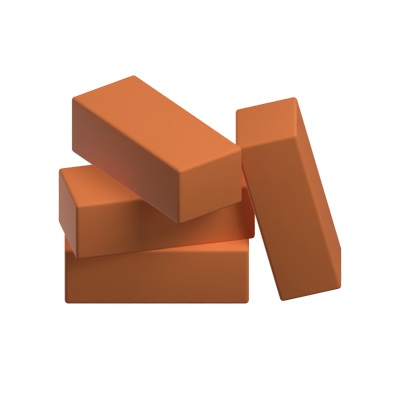 Bricks 3D Icon For Real Estate 3D Graphic