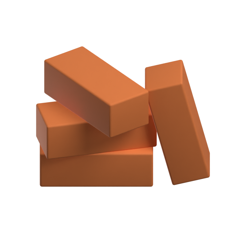 Bricks 3D Icon For Real Estate 3D Graphic